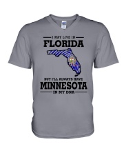LIVE IN FLORIDA BUT I'LL HAVE MINNESOTA IN MY DNA V-Neck T-Shirt thumbnail