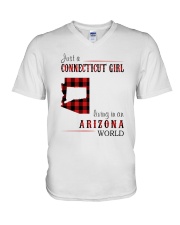 JUST A CONNECTICUT GIRL IN AN ARIZONA WORLD V-Neck T-Shirt thumbnail