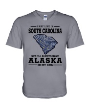 LIVE IN SOUTH CAROLINA BUT ALASKA IN MY DNA V-Neck T-Shirt thumbnail