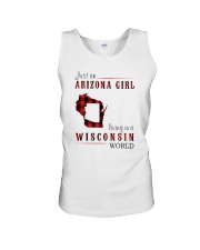 JUST AN ARIZONA GIRL IN A WISCONSIN WORLD Unisex Tank thumbnail