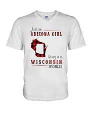 JUST AN ARIZONA GIRL IN A WISCONSIN WORLD V-Neck T-Shirt thumbnail