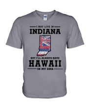 LIVE IN INDIANA BUT I'LL HAVE HAWAII IN MY DNA V-Neck T-Shirt thumbnail