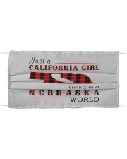 JUST A CALIFORNIA GIRL IN A NEBRASKA WORLD Cloth face mask thumbnail