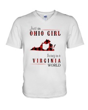 JUST AN OHIO GIRL IN A VIRGINIA WORLD V-Neck T-Shirt thumbnail