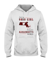 JUST AN OHIO GIRL IN A MASSACHUSETTS WORLD Hooded Sweatshirt front