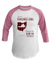 JUST A VIRGINIA GIRL IN AN OHIO WORLD Baseball Tee thumbnail