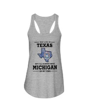 LIVE IN TEXAS BUT I'LL HAVE MICHIGAN IN MY DNA Ladies Flowy Tank thumbnail