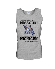 LIVE IN MISSOURI BUT I'LL HAVE MICHIGAN IN MY DNA Unisex Tank thumbnail