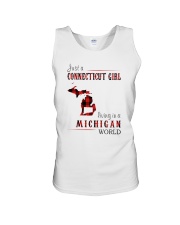 JUST A CONNECTICUT GIRL IN A MICHIGAN WORLD Unisex Tank thumbnail