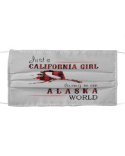 JUST A CALIFORNIA GIRL IN AN ALASKA WORLD Cloth face mask thumbnail