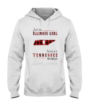 JUST AN ILLINOIS GIRL IN A TENNESSEE WORLD Hooded Sweatshirt front