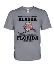 LIVE IN ALASKA BUT I'LL HAVE FLORIDA IN MY DNA V-Neck T-Shirt thumbnail