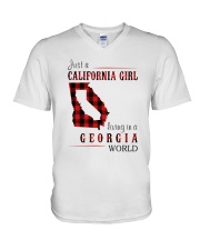JUST A CALIFORNIA GIRL IN A GEORGIA WORLD V-Neck T-Shirt thumbnail
