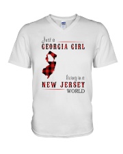 JUST A GEORGIA GIRL IN A NEW JERSEY WORLD V-Neck T-Shirt thumbnail
