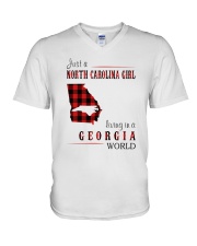 JUST A NORTH CAROLINA GIRL IN A GEORGIA WORLD V-Neck T-Shirt thumbnail
