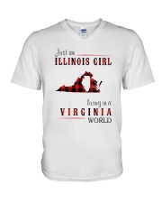 JUST AN ILLINOIS GIRL IN A VIRGINIA WORLD V-Neck T-Shirt thumbnail