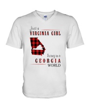 JUST A VIRGINIA GIRL IN A GEORGIA WORLD V-Neck T-Shirt thumbnail