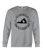 WISCONSIN GIRL LIVING IN VIRGINIA WORLD Crewneck Sweatshirt thumbnail