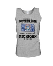LIVE IN SOUTH DAKOTA BUT MICHIGAN IN MY DNA Unisex Tank thumbnail
