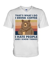 That's What I Do I Drink Coffee I Hate People V-Neck T-Shirt tile