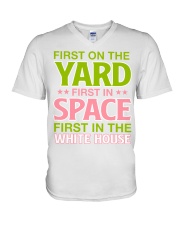 First On The Yard V-Neck T-Shirt tile