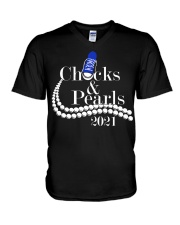 Checks And Pearls V-Neck T-Shirt tile