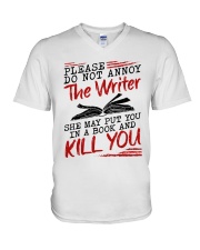 Please DO Not Annoy The Writer V-Neck T-Shirt tile