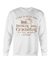 drinking tea and crocheting Crewneck Sweatshirt thumbnail