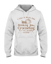 drinking tea and crocheting Hooded Sweatshirt thumbnail