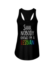 LGBT - Shhh Nobody Knows I'm a Lesbian Ladies Flowy Tank tile