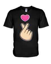 K-Pop Hand Symbol V-Neck T-Shirt tile