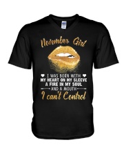 I'm November Girl Slay Lip Birthday Funny V-Neck T-Shirt tile