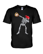 Dabbing Skeleton Baseball V-Neck T-Shirt tile