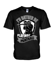 I'd Rather Be Playing Paintball V-Neck T-Shirt tile