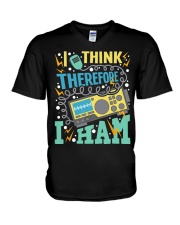I Think Therefore I Ham V-Neck T-Shirt tile