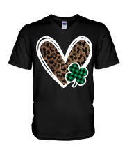 Cute St Patricks Day Leopard V-Neck T-Shirt tile