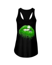 Green Lips Biting Sexy Irish Ladies Flowy Tank tile
