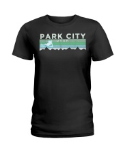 Retro Park City Utah Distressed Skiing T-Shirt Ladies T-Shirt tile
