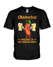 Oktoberfest Welcome To The Sausage Party V-Neck T-Shirt tile