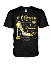 A Queen Was Born In December-Glitter Diamond V-Neck T-Shirt tile