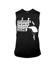 Life Begins End Of Comfort Zone Sleeveless Tee tile
