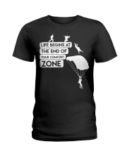 Life Begins End Of Comfort Zone Ladies T-Shirt tile