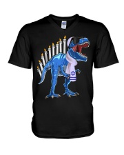 Dinosaur Hanukkah V-Neck T-Shirt tile