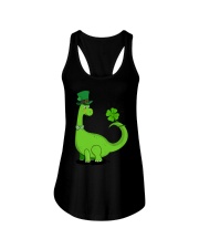 Dinosaur Shamrock St Patrick's Day Ladies Flowy Tank tile