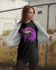 Purple And Gold Fleur-de-lis Lips Classic T-Shirt apparel-classic-tshirt-lifestyle-07