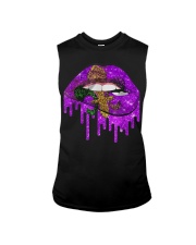 Purple And Gold Fleur-de-lis Lips Sleeveless Tee tile