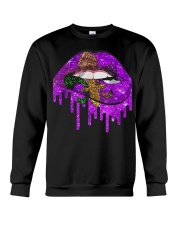 Purple And Gold Fleur-de-lis Lips Crewneck Sweatshirt tile