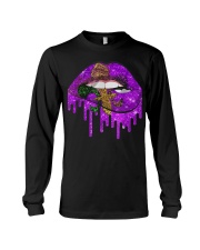 Purple And Gold Fleur-de-lis Lips Long Sleeve Tee tile