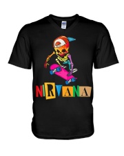 Nirvanas Skateboard Skelton V-Neck T-Shirt tile