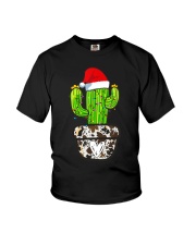 Merry Christmas Yall Cowhide Xmas Cactus Western Noel T-Shirt Youth T-Shirt tile